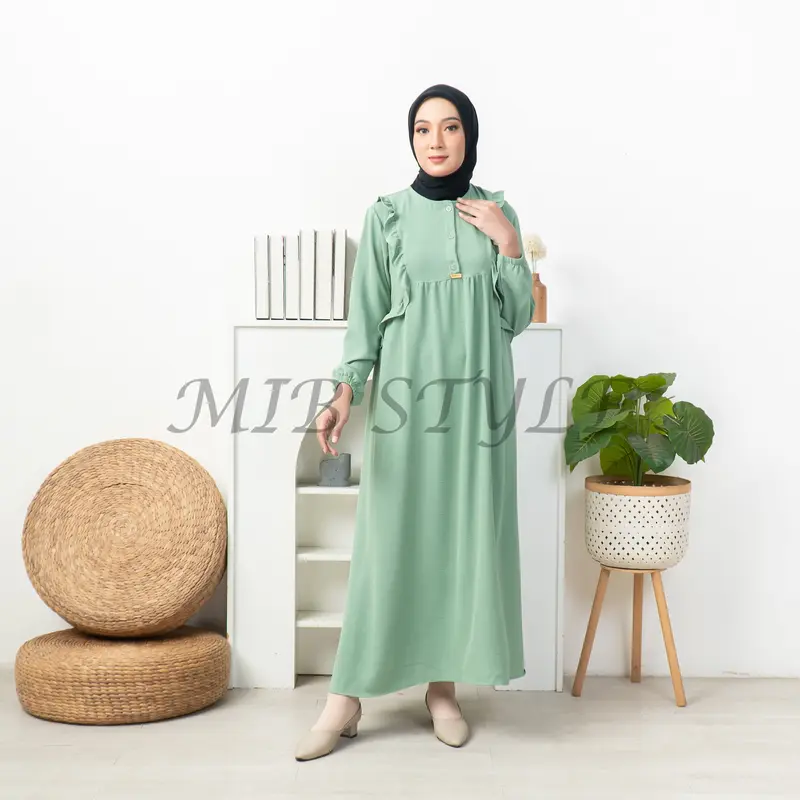 MIB Style - Alzena Dress Crinkle Airflow - Gamis Polos Busui Friendly Kancing Aktif Tali Nyaman • simpel 1