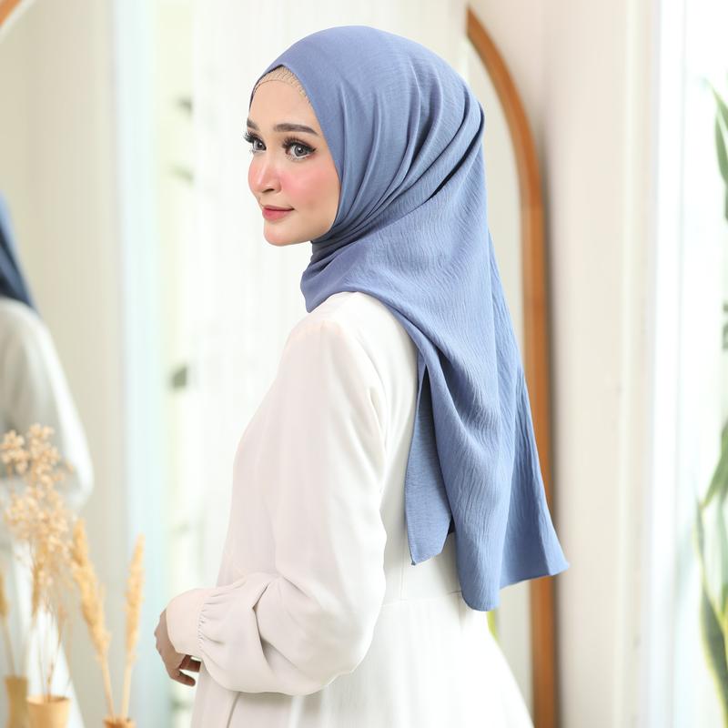 Adzkiascarf.id - Pashmina Ouval Instan Kerudung Muslim Crinkle Airflow Premium Cantik, Lebar 75 cm x Panjang 180 cm Jilbab Instan Pad 2