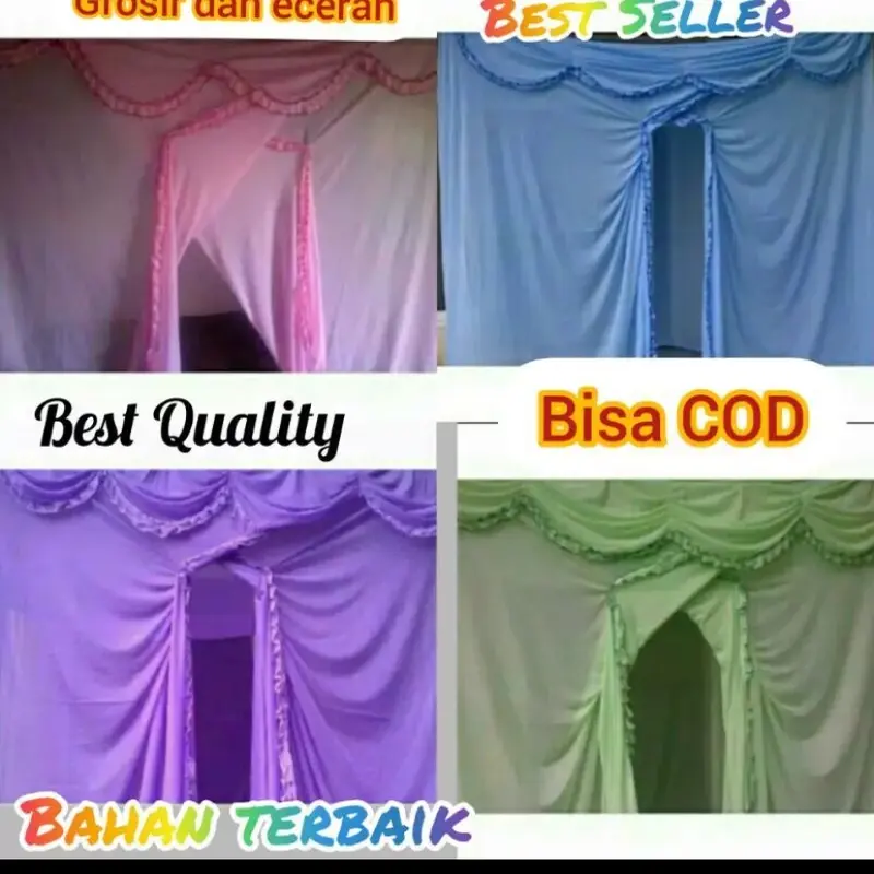 Kelambu tidur anti nyamuk dewasa model gantung kotak lipat murah bahan adem dan tebal ukuran jumbu 200x200 3