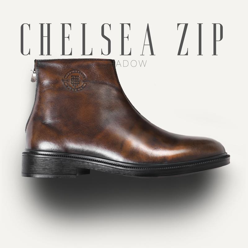 Giày chelsea boot nam màu nâu da bò ZIP giày boot nam có khóa kéo văn phòng lịch lãm TONKIN