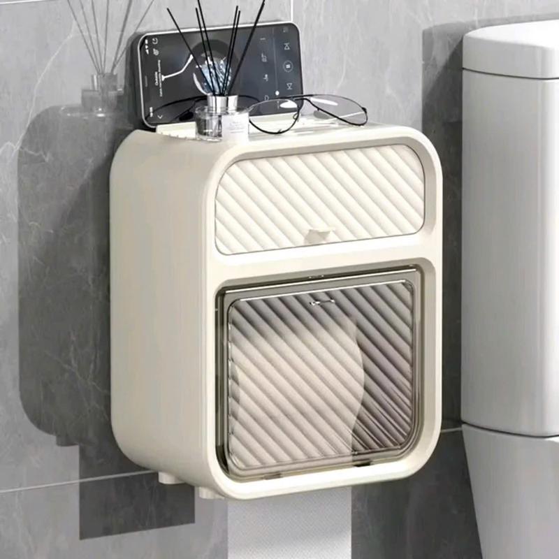 Hộp đựng giấy vệ sinh 2 tầng có ngăn kéo để đồ dán tường và chống thấm nước tiện lợi