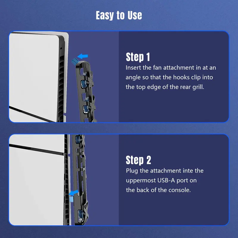 Console Cooling Fan for PS5 SLIM, 3-speed Adjustable Console Cooling Rack with 3 Blu-ray Cooling Fans & USB Port, Console Accessories for PS5 5