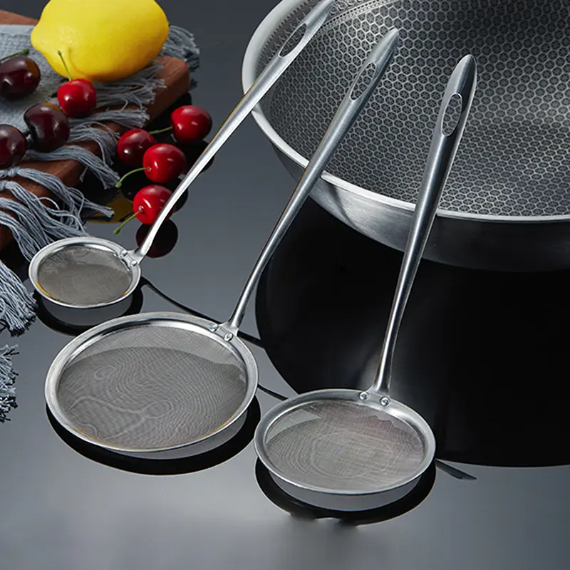 Fine Mesh Stainless Steel Colander Soy Milk Filter Oil Filter Spoon Foam Spoon Net Leak Gadgets Kitchen Accessories