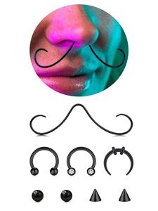Rhinestone Decor Mixed Nose Ring, Stainless Steel Nose Ring for Daily Use, Body Piercing Jewelry for Women & Men for Anniversary Gift
