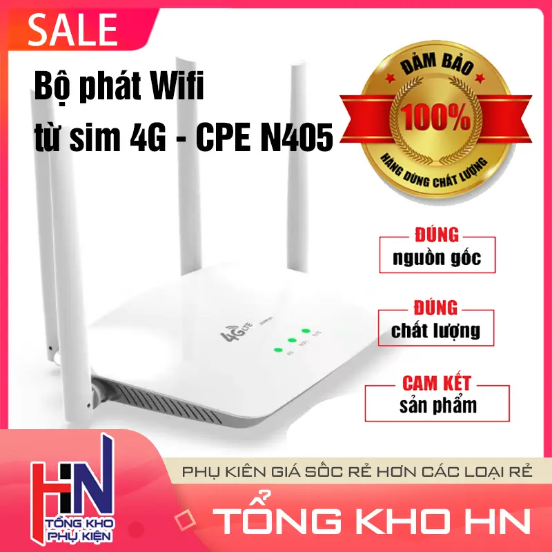 (Xả kho) Bộ phát Wifi từ sim 4G - CPE N405 - 4 râu cực khỏe tốc độ 300Mbps, 1 cổng Lan/Wan