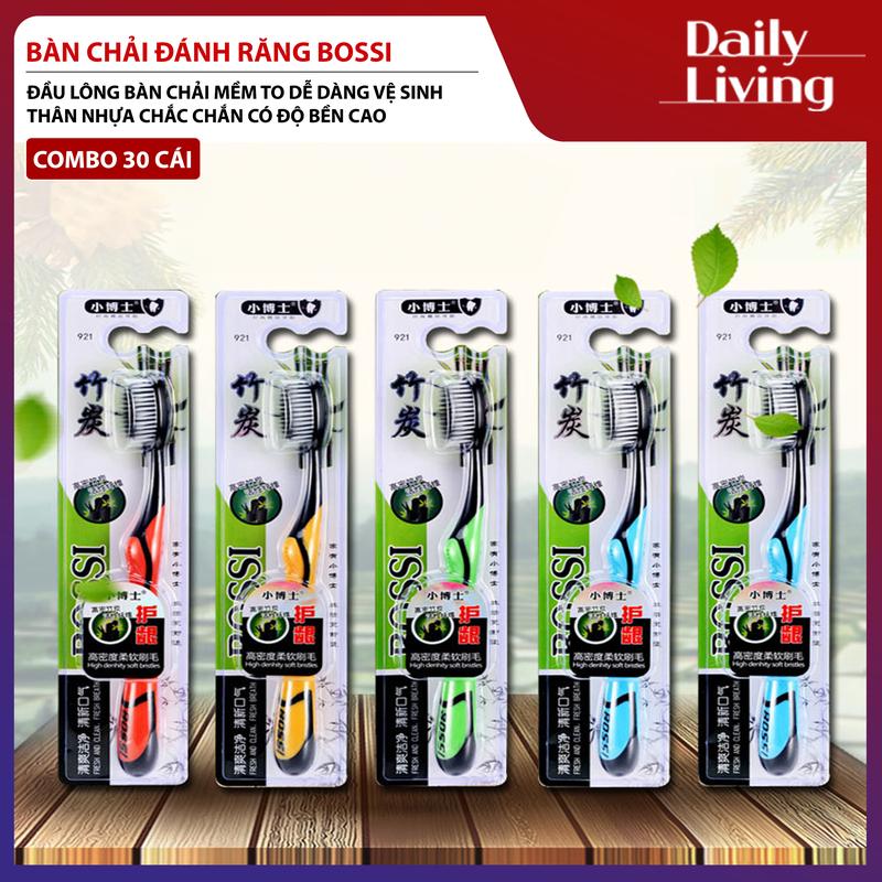COMBO 30 Bàn Chải Đánh Răng Than Tre DLS Bàn Chài Đánh Răng Bossi Thiết Kế Chắc Chắn Đồ Bền Cao Đầu Lồng Mềm Dễ Dàng Làm Sạch Răng Miệng Hàng Loại 1