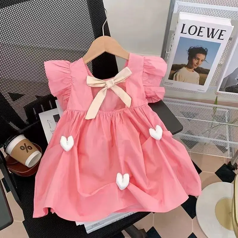 Girls' Dress 2024 Summer New Korean Style Little Kids' Princess Dress Western Style Children's Baby Summer Short Sleeve Dress