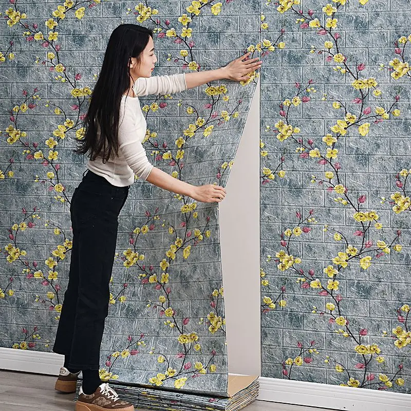 Giấy Dán Tường 3D, Shuyue Siêu Dài Max, Dài 2000cm, Tự Dính, Làm Bằng Xốp PE, Chống Thấm Nước, Thích Hợp Để Trang Trí Nhà Cửa, Được Thiết Kế Theo Phong Cách Gạch 1