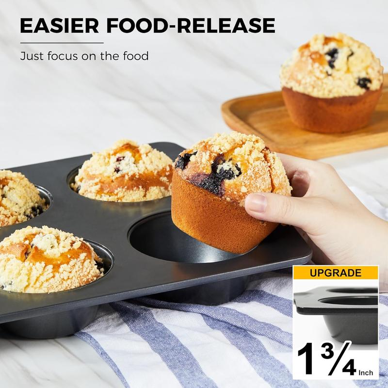 TikTok Shop Nonstick Jumbo Muffin Pan 2 Pack Large Cupcake Tin for Baking Cup Cake Tray 3.5dia 6 Cup Premium Extra Thick Dishwasher Safe