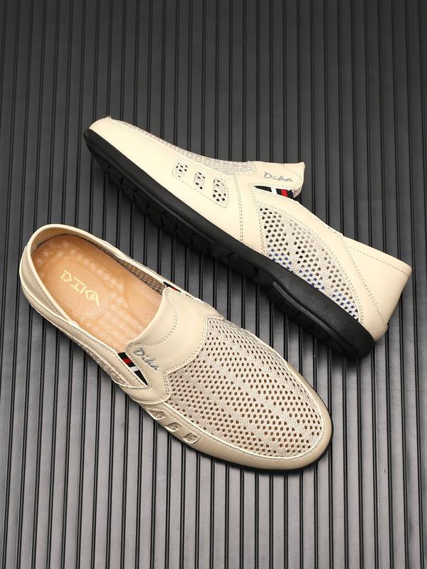 Men's Casual Hollow Out Design Slip on Flat Shoes, Fashionable Breathable Comfortable Soft Sole Shoes, All-match Commuter Shoes for Work & Daily Wear, Boy 4
