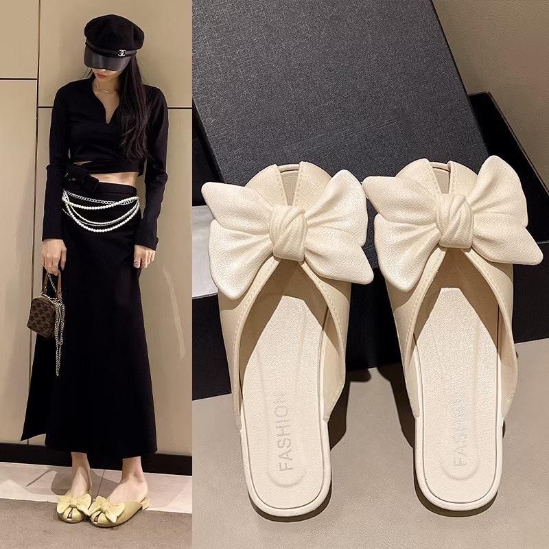 Product Introduction of ￼Sục nơ cao su Dép sục bệt đế phẳng hở mũi tròn thời trang du lịch chống trơn trượt 11
