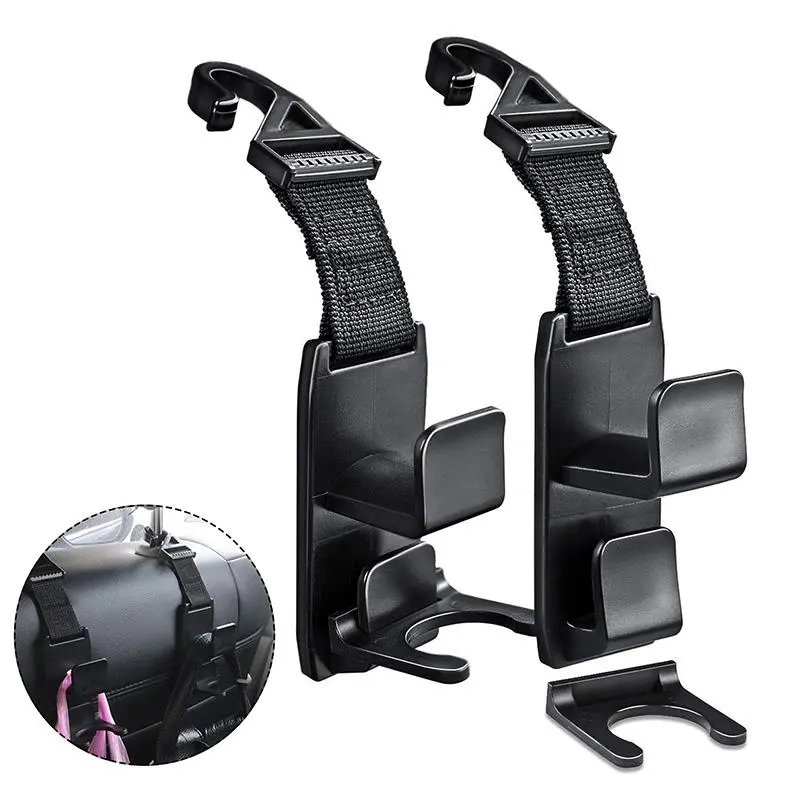2Pcs Car Seat Back Hooks Headrest Holder Car Hanger Hooks For Bags Purse Cloth Grocery Auto Fastener Clip Storage Organizer