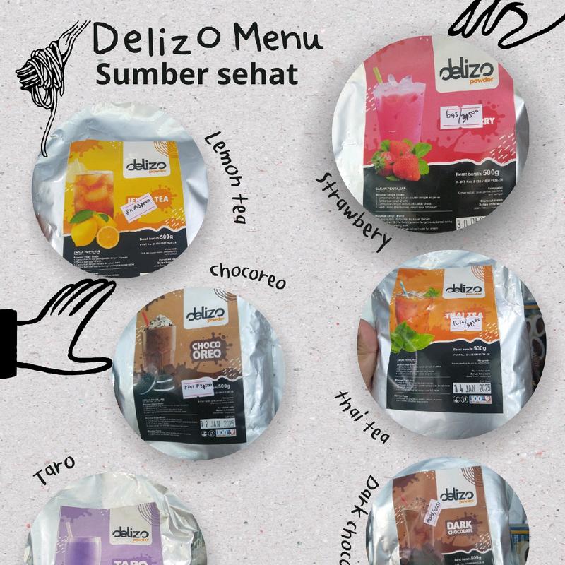 bubuk minuman power drink merk Delizo 500gr Coklat Gula Lemon Instan 0