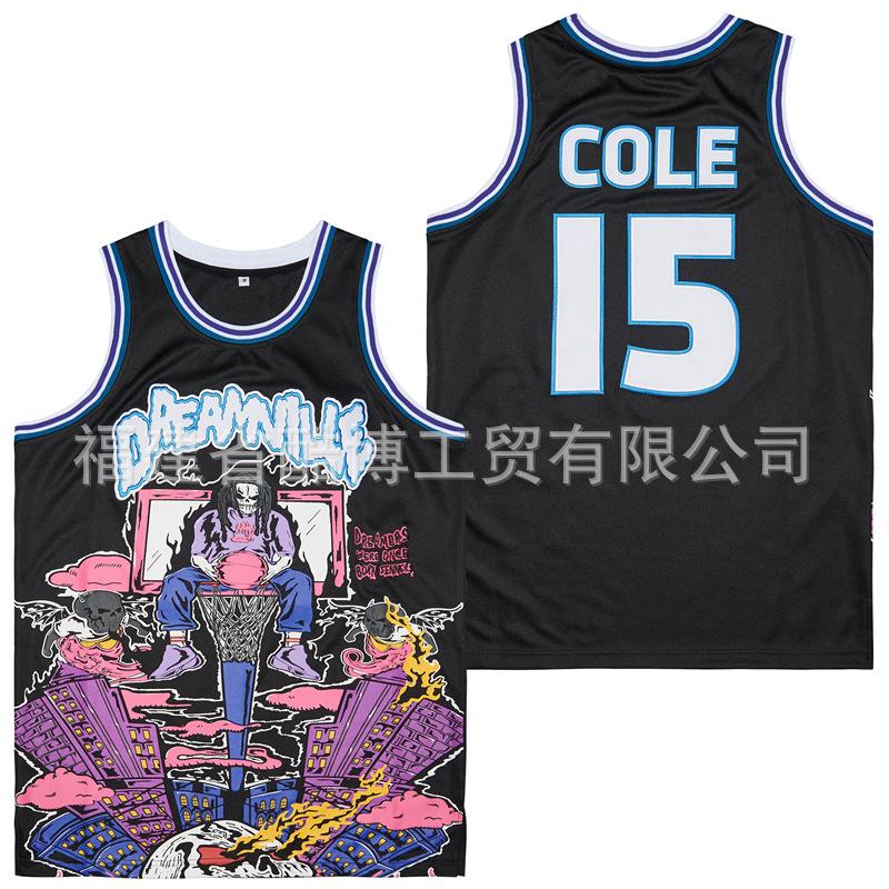 Trang Phục Bóng Rổ, Áo Vest Cổ Thuyền Dreamville Cole, Thêu, Áo Thể Thao, Quần Áo Tập Luyện Nam, Thiết Kế Đầu Lâu 15 #, Áo Jersey 0