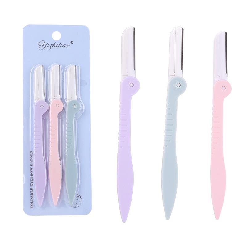 Bộ cạo lông mày 3 cái có thể gấp gọn siêu tiện lợi dễ dàng sử dụng Trang Điểm Mỹ Phẩm dao  tém chân mày Cosmetic