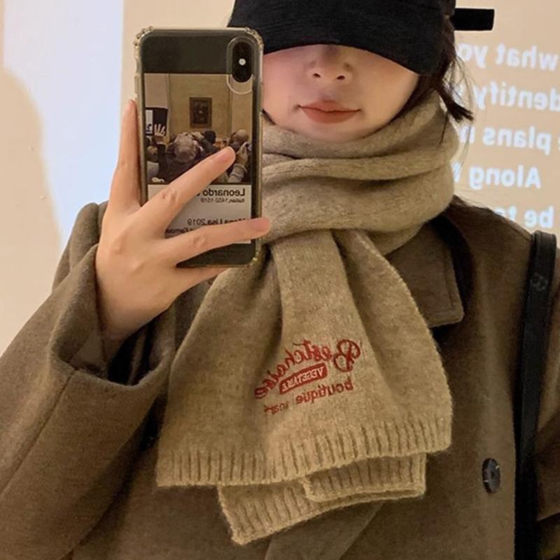 Product Introduction of Winter Warm Scarf For Women Fashion Letter Knitted Wool Yarn Neckerchief Muffler Female Shawl Neck Wraps 17
