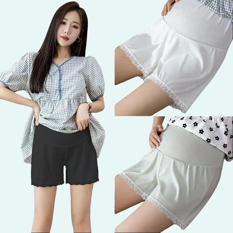  Quần đùi bầu vải lụa CUBONSHOP mặc ngủ và mặc trong váy có chun điều chỉnh kháng khuẩn viền ren sang trọng mát mẻ Váy Bầu Đầm Bầu Trên gối White 