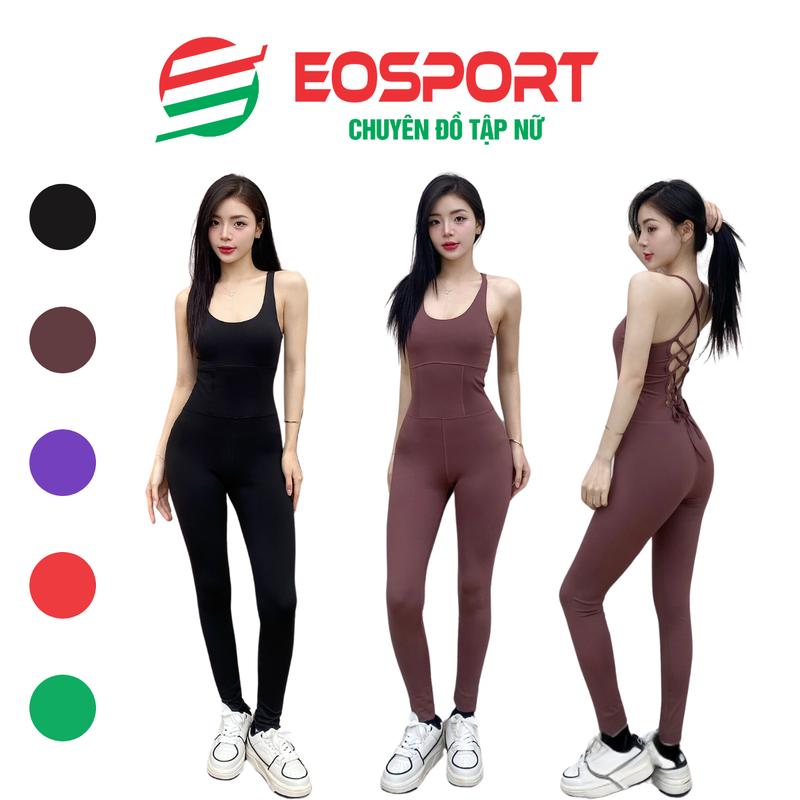 Set Jumpsuit Tập Gym Yoga Aerobic Nữ Liền Thân Chất Thun Lạnh Co Giãn 4 Chiều Kèm Mút Hàng Xuất Dư J03