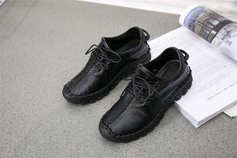 Product Introduction of Women Female Genuine Leather White Shoes Flats Loafers Lace Up Sports Breathable Vulcanized Shoes Plus Size 41 42 12