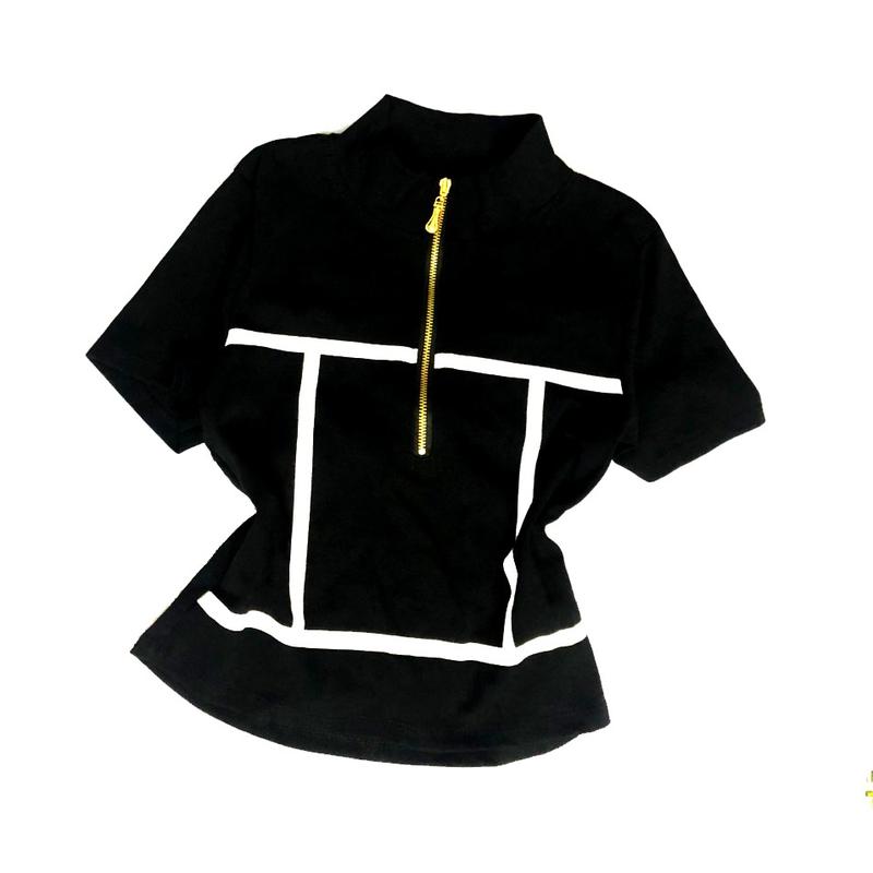 áo croptop dây kéo  chạy viền lập thể cho phái Nữ 1