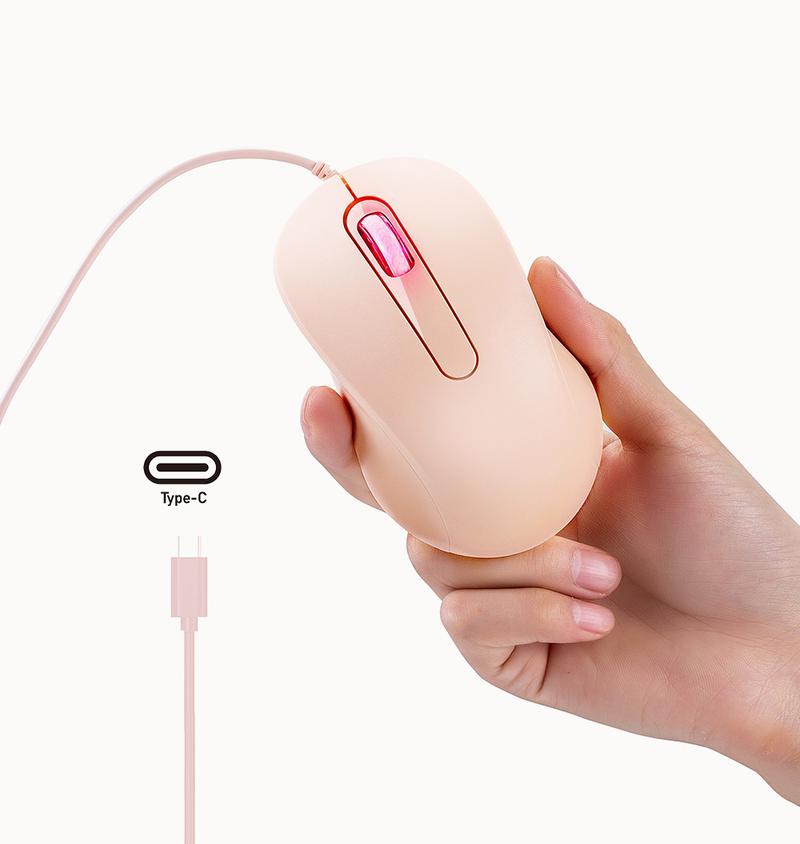Product Introduction of In Stock Type-C Interface Silent Wired Mouse Compatible with Thunderbolt for Girls Laptop Tablet Phone 3