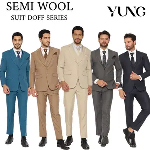 YUNG Setelan Jas Semi Wool Doff Jas Pengantin Formal Slimfit