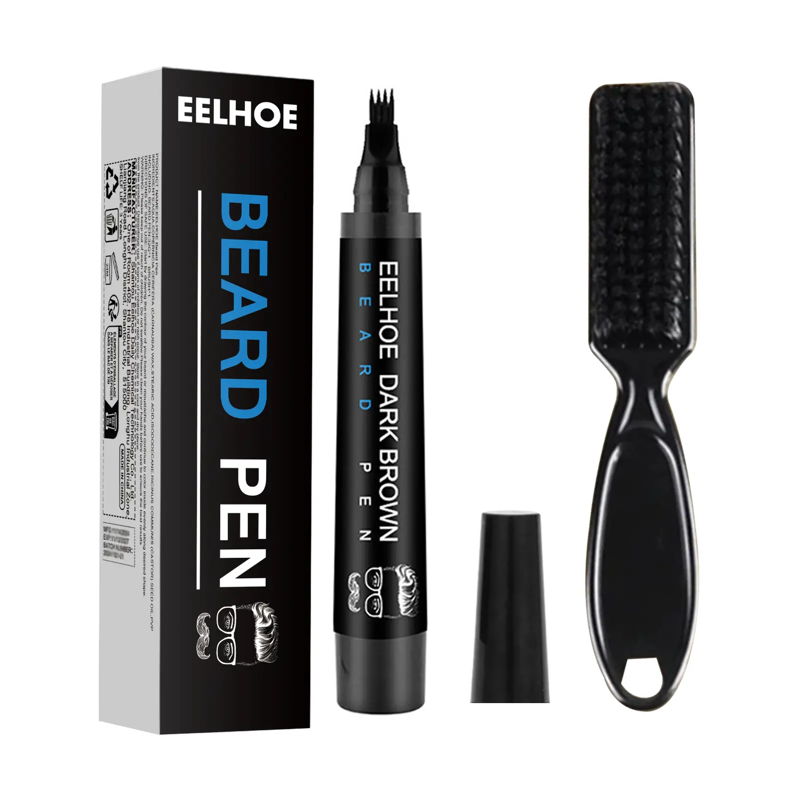 EELHOE Beard Filler Pen Kit Tahan Air, Tahan Keringat, Pena Jenggot Tahan Lama