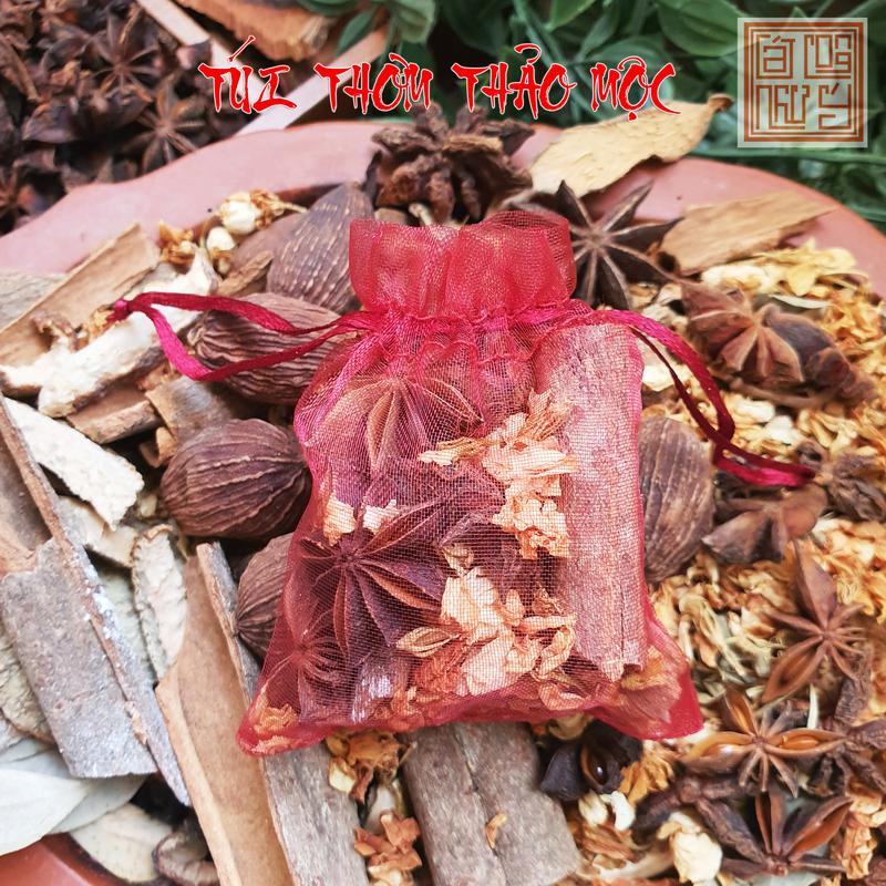 Túi thơm may mắn túi quế hồi hoa nhài treo xe ô tô treo tủ quần áo vali ,túi xách ngăn kéo Thảo mộc thiên nhiên Cát Long Đường
