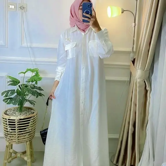 Zenna Gamis Polo Linen Premium/Gamis Wanita Terbaru 2025 Polos 2