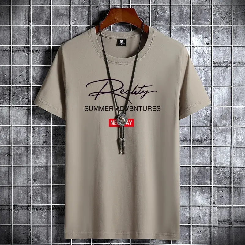 Summer short sleeved T-shirt men's loose oversized T-shirt round neck