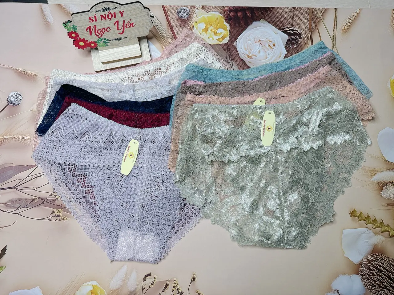 Combo 10 Quần Lót Nữ Ren Công Chúa Mềm Mại Thoáng Khí (FreeSize 40-60 Kg) Nhung Women