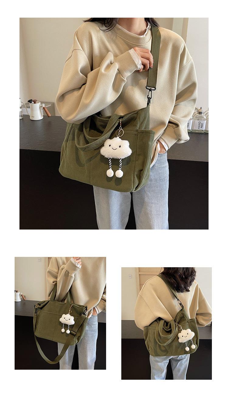 Product Introduction of Women's Bag Autumn Winter New Large Capacity Commuter Tote Bag Student Class Shoulder Crossbody Bag Niche Versatile Cloth Bag 15
