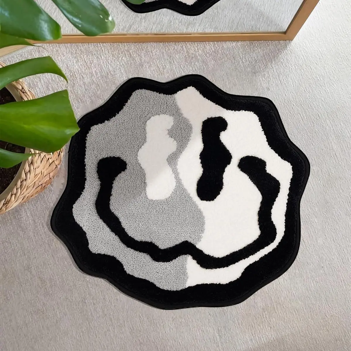 Smile Face Pattern Rug, Creative Irregular Home Decor Rug, Soft Floor Mat for Living Room Bedroom, Home Decor Supplies, Room Decor