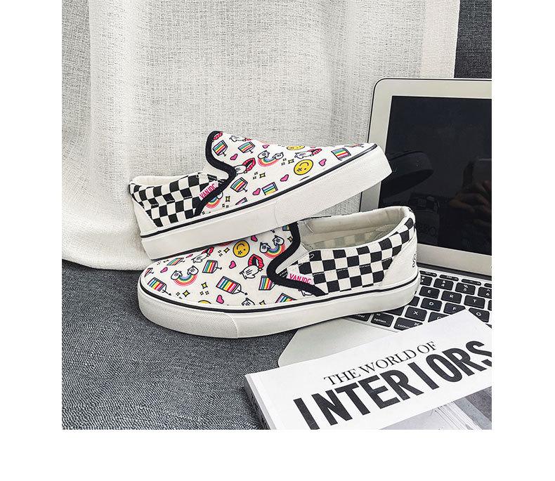 Product Introduction of 2024 Autumn New Breathable Slip-on Lofter Canvas Shoes Women's Plaid Cartoon Mario Pattern Plaid Sneakers 17