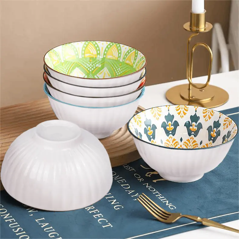 {SNI} HOMESTUFF Mangkok Set Premium Motif Warna-Warni / Hampers Mangkok souvenir Hadiah / Mangkok Set Gaya Istana / Garansi 4