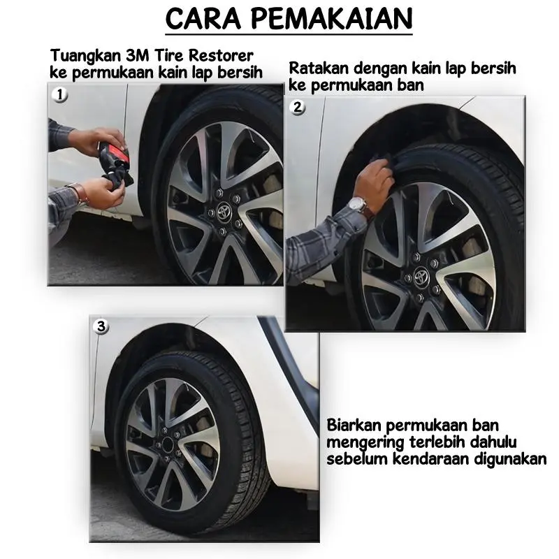 3M Auto Cairan Semir Ban Mobil Kapasitas 350 ML Pengkilap Ban Tire Restorer Polish 3M-79042 car kendaraan Lap 2