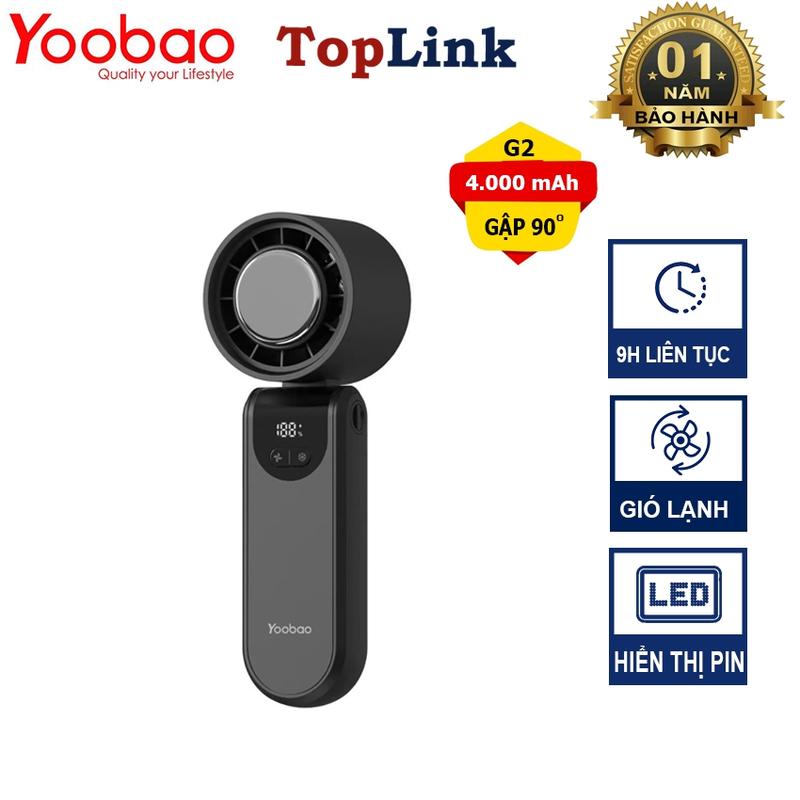 Quạt Cầm Tay Mini Yoobao G2 4000mah 100 Cấp Gió Mát Nhanh Với Sò Lạnh Màn Hiển Thị Pin Có Dây Đeo Cổ