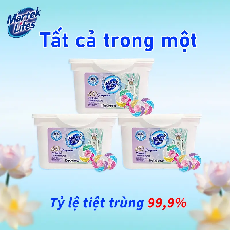 Marteklifes Viên giặt xả 6 trong 1 lưu hương dài lâu, siêu sạch tiện lợi