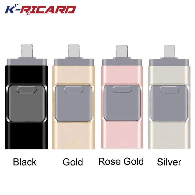 Wholesale 4in1 Otg Usb Flash Drive 16G 32G 64G 128G Metal U Disk Push-pull USB2.0 Pendrive for Android Phone