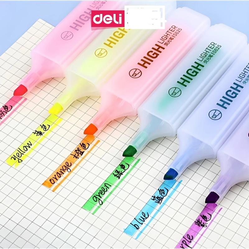  Set 6 Bút highlight đánh dấu nhớ dòng dạ quang Deli màu pastel neon phù hợp cho học sinh văn phòng tiện dụng nhanh khô cao cấp 