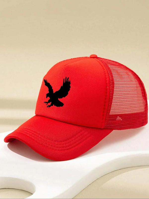 Eagle Wings Pattern Baseball Cap, Casual Outdoor Sports Hat for Men & Women, Adjustable Sun Protection Golf Hat for Daily Wear, Red Hat 2