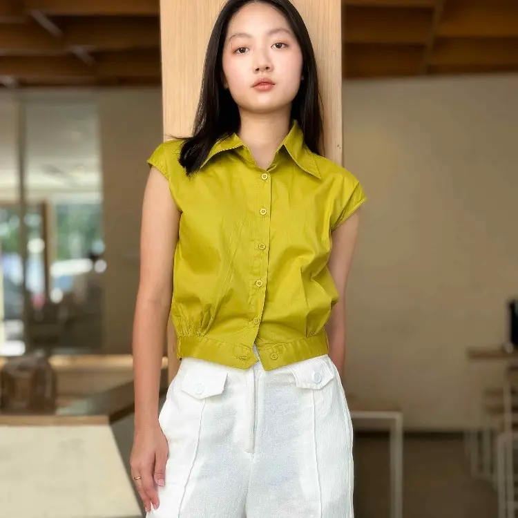 VALORE JOSELINE CROP TOP - Sleeveless Wanita Lengan Pendek Kancing Hidup 4