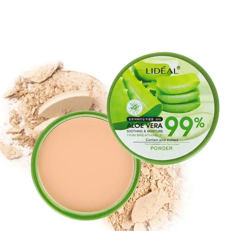 Waterproof  99% Aloe Vera Moisturizer Face Powder Smoothing Pressed Powder Breathable Makeup Concealer Brighten Foundation,powder,foundation,Cosmetics,makeup