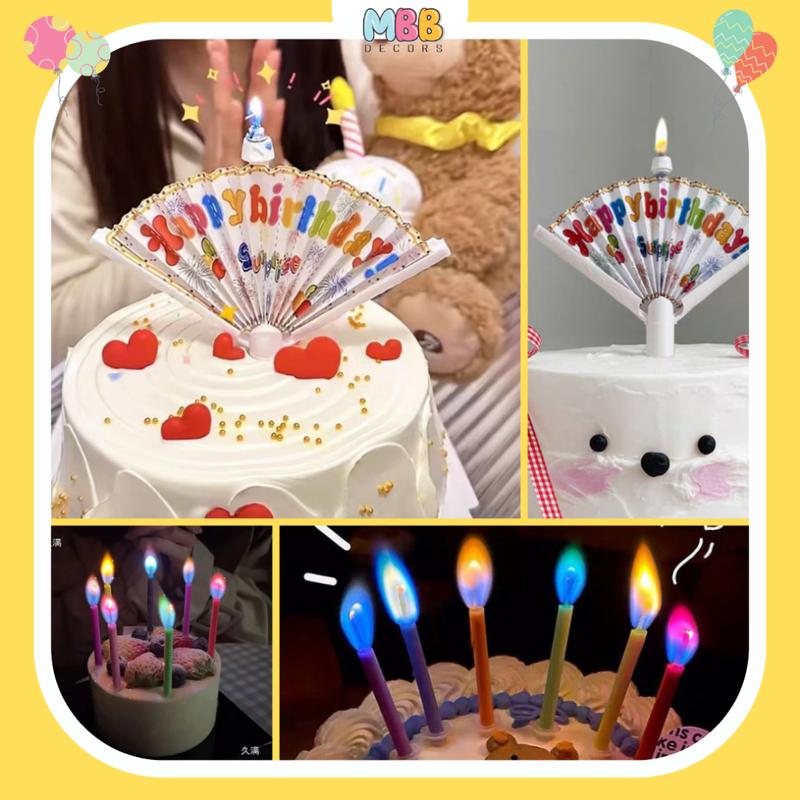 Nến Sinh Nhật Tự Động Xòe Quạt HAPPY BIRTHDAY Bất Ngờ Cắm Bánh Kem Trang Trí Bánh Sinh Nhật Sáng Tạo MBBDecor