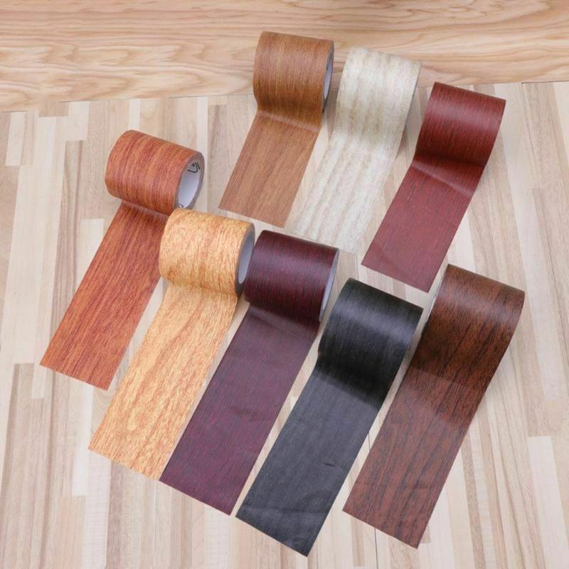 1Roll 5M Realistic Wood Grain Repair Adhensive Duct Tape Floor Furniture Renovation Skirting Line Sticker Home Decoration 0