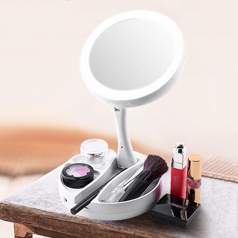 Magnifying LED Makeup Mirror with Light, Battery/USB Powered Mirror, Beauty Gift for Women, Batteries Not Included, Smart Mirror for Home Decor, Bathroom Accessory, Gadgets 2
