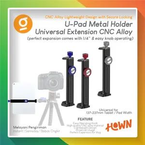 HOWN u-Pad Metal Holder Tablet with Cold Shoe and 1/4 Screw Interface Universal Mount for Tripod (Clip ipad Stand with Quick Lock)
