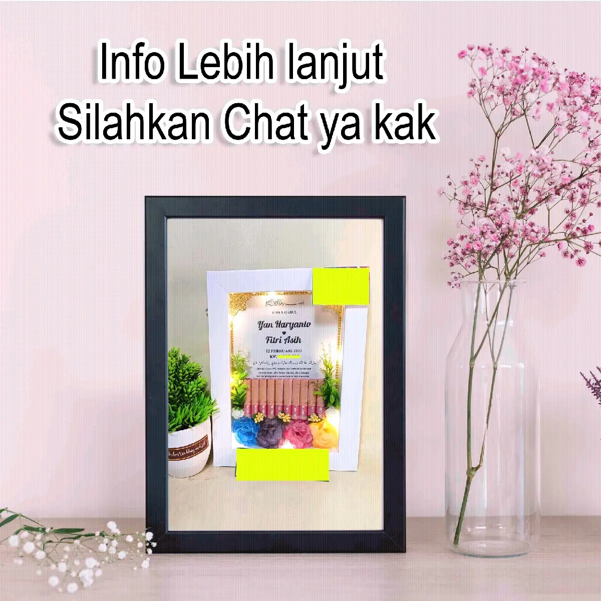 Bingkai Foto 3D/ Bingkai Pernikahan Minimalis Modern Dipasang di Dinding