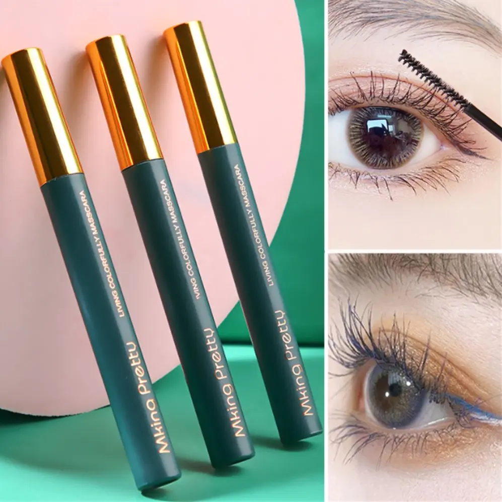 Mking Pretty Hot Selling Color Mascara Women's Waterproof Sweat-Proof Long Curling Fine Bruch Head Thick Extra Long Not Smudge