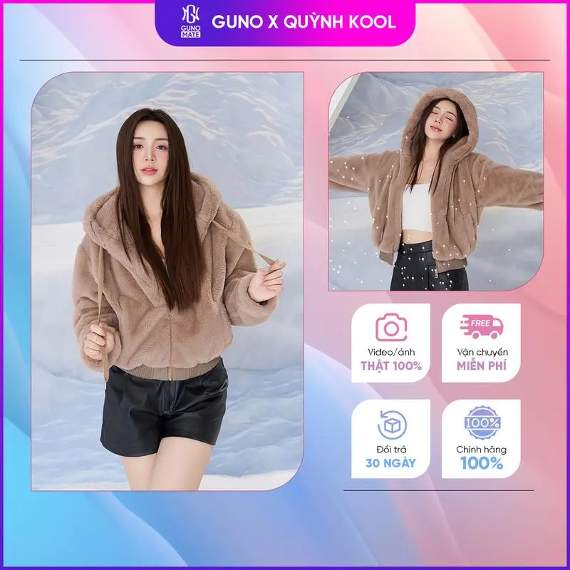 Áo Khoác Lông Thời Trang, Dành Cho Phụ Nữ Và Nam Giới, CHTK-SHOP, 24DANU86 / NA193, Da Thật, Mềm Mại, Ấm Áp, Sang Trọng, Áo Khoác Đầu SP5 ALWG1 / ALMG1, Dành Cho Nữ Women Kem Jacket Nhung đỏ ẩn nút nền tảng Top Nâu